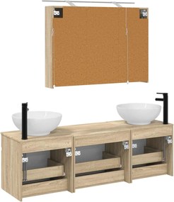 vidaXL Σετ Ντουλαπιών Μπάνιου 4 pcs Sonoma Δρυς Επεξεργασμένο Ξύλο