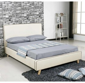 MORISSON Κρεβάτι Διπλό- για Στρώμα 140x190cm- Ύφασμα Εκρού 151x206x110cm