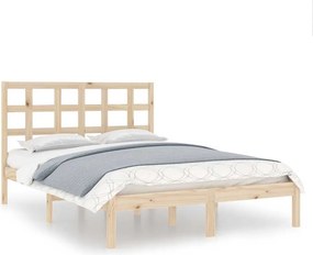 vidaXL Πλαίσιο Κρεβατιού 135 x 190 εκ. από Μασίφ Ξύλο Double