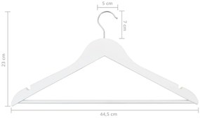 vidaXL Κρεμάστρες Ρούχων Σετ 100 τεμ Αντιολισθητικές Λευκό Σκληρό Ξύλο