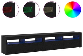 vidaXL Φυλάκια TV 2 τεμάχια με LED φώτα Μαύρη Δρυός Επεξεργασμένο Ξύλο
