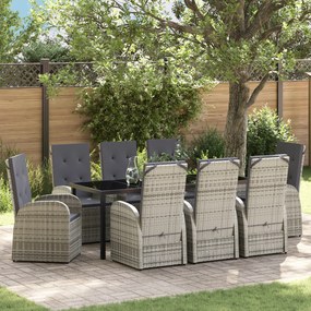 vidaXL Σετ Επίπλων Εξωτερικού Χώρου 9 pcs Γκρι 200 x 80 x 73 εκ