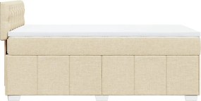 vidaXL Κρεβάτι Boxspring με Στρώμα Κρεμ 100 x 200 εκ. Υφασμάτινο