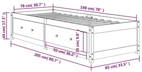 Καναπές Κρεβάτι Χωρίς Στρώμα Καφέ 80x200 εκ. Μασίφ Ξύλο Πεύκου - Καφέ