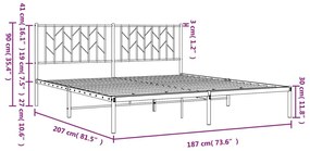 Πλαίσιο Κρεβατιού με Κεφαλάρι Μαύρο 180 x 200 εκ. Μεταλλικό - Μαύρο