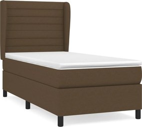 vidaXL Κρεβάτι Boxspring με Στρώμα Σκούρο Καφέ 100x200 εκ. Υφασμάτινο
