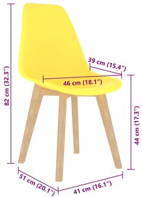 vidaXL Καρέκλες Τραπεζαρίας 4 τεμ. Κίτρινες Πλαστικές