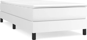 vidaXL Κρεβάτι Boxspring με Στρώμα Λευκό 90x190εκ. από Συνθετικό Δέρμα