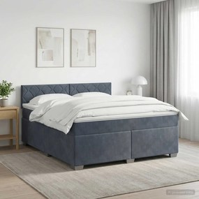 vidaXL Κρεβάτι Box Spring με Στρώμα και LED Σκούρο Γκρι 140 x 200 cm
