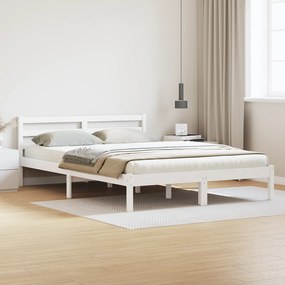 vidaXL Κρεβάτι με Κεφαλάρι Λευκό 140x210 εκ. Μασίφ Ξύλο Πεύκου