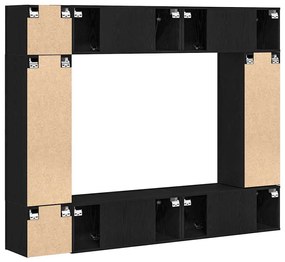 vidaXL Σετ Ντουλαπιών Τηλεόρασης Επιτοίχιο 8 pcs Μαύρη δρυς