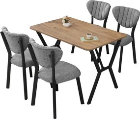 Extendable Dining Table &amp; Chairs Set (5 Pieces) Elma - Grey, Walnut Grey
Walnut