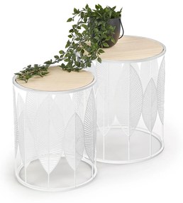 FOLLA set of 2 c. tables natural / white DIOMMI V-CH-FOLLA-LAW-BIAŁY