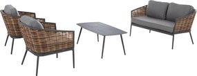 ΣΕΤ ΣΑΛΟΝΙ 4ΤΜΧ CASSIAN HM6552.01 ΑΛΟΥΜΙΝΙΟ &amp; ΜΑΞΙΛΑΡΙΑ ΓΚΡΙ-ΜΠΕΖ P.E.RATTAN