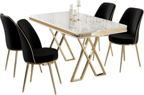 Dining Table &amp; Chairs Set (5 Pieces) Vals - White, Gold, Black White
Gold
Black