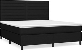 vidaXL Κρεβάτι Boxspring με Στρώμα Μαύρο 180x200 εκ. Υφασμάτινο