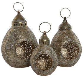 Σετ με Κηροπήγια Home ESPRIT Χρυσό Μέταλλο 23 x 23 x 34 cm