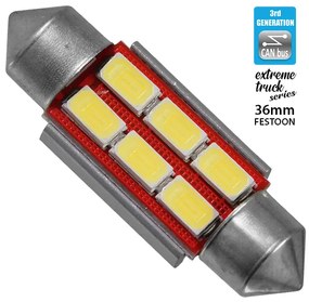 Σωληνωτός LED Extreme Truck Series Can-Bus 3ης Γενιάς 36mm 4.5w 24V Ψυχρό Λευκό 6000k GloboStar 81342