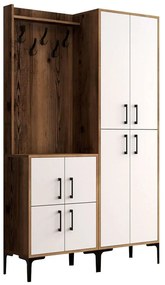 Έπιπλο Εισόδου Berlin 845HCT4202 120x35x200cm Walnut-White Μοριοσανίδα, Μέταλλο