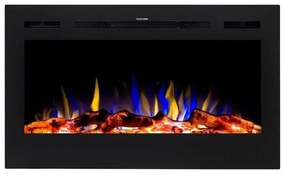 Ηλεκτρικό Τζάκι Επιτοίχιο-Ένθετο 1600W Εφέ φλόγας London Hitense-London-Μαύρο London