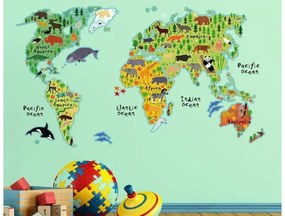 Παιδικό Αυτοκόλλητο Τοίχου Χάρτης WORLD MAP XL βινυλίου Ango Dalber-18301-Πολύχρωμο 18301