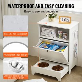 VEVOR Pet Feeding Station w/ 2 Elevated Dog Bowls Dog Food &amp; Toy Storage Cabinet