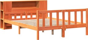 vidaXL Κρεβάτι Βιβλιοθήκη Χωρίς Στρώμα Καφέ 150x200 εκ Μασίφ Πεύκο
