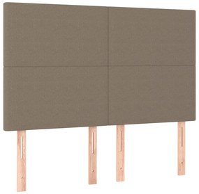 vidaXL Κρεβάτι Boxspring με Στρώμα &amp; LED Taupe 140x190 εκ. Υφασμάτινο