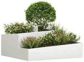 vidaXL Γλάστρα Κήπου Λευκό 100 x 100 x 50 cm Ατσάλι