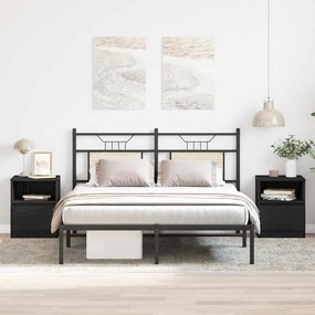vidaXL Κομοδίνο 2 τεμ. Μαύρη Οξυά 40 x 40 x 50 cm Επεξεργασμένο Ξύλο