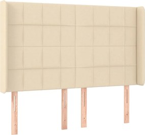 vidaXL Κρεβάτι Boxspring με Στρώμα &amp; LED Κρεμ 140x190 εκ. Υφασμάτινο