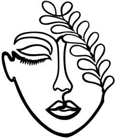 Διακοσμητικό Τοίχου Woman Face With The Branch 575TNL1131 40x65cm Black Wallity Μέταλλο