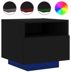 vidaXL Κομοδίνο με Φώτα LED Μαύρο 40 x 39 x 37 εκ.
