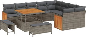 vidaXL Σετ Καναπέ Κήπου με μαξιλάρι 12 pcs Γκρι