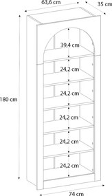 Βιβλιοθήκη Voila Megapap χρώμα λευκό 74x35x180εκ.