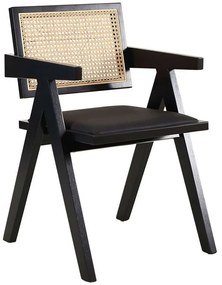 Καρέκλα Samurai 03-1084 50x50x80cm Natural-Black Rattan, Wood
