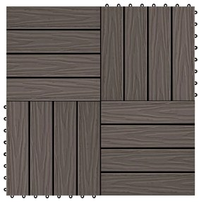 vidaXL Πλακάκια Deck 11 τεμ. Ανάγλυφα Σκούρο Καφέ 30x30 εκ. 1 μ² WPC