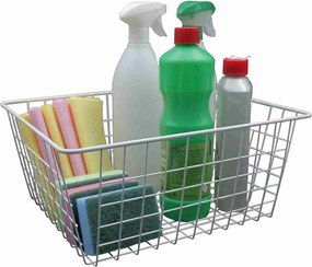 Μεταλλικό Καλάθι Αποθήκευσης 36x28x16cm Μαύρο ή Άσπρο - Άσπρο