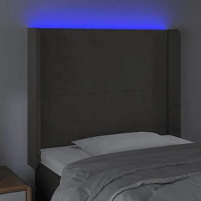 Κεφαλάρι Κρεβατιού LED Σκούρο Γκρι 103x16x118/128εκ. Βελούδινο 3123811