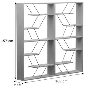 Βιβλιοθήκη Tars γκρι-λευκό 168x24x157εκ 168x24x157 εκ.
