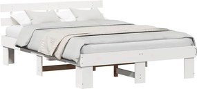 vidaXL Σκελετός Κρεβατιού Λευκό 150 x 200 cm Στερεά ξυλεία πεύκου