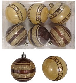 Σετ Μπάλες 6τμχ Καφέ-Χρυσές Δ6εκ. Xmas fest 93-2825