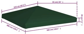 vidaXL Κάλυμμα για Κιόσκι Πράσινο 3 x 3 μ. 310 γρ./μ²