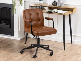 Καρέκλα γραφείου Oakland 772, Μαύρο, Καφέ, 89x56x59cm, 12 kg, Με ρόδες, Με μπράτσα, Μηχανισμός καρέκλας: Economic | Epipla1.gr