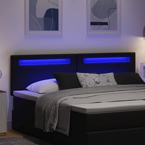 vidaXL LED κεφαλάρι Μαύρο Τεχνητό Δέρμα