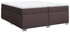 Κρεβάτι Boxspring με Στρώμα Σκούρο Καφέ 200x200 εκ. Υφασμάτινο - Καφέ