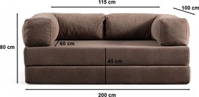 2-Seat Sofa-Bed Via Con - Brown Brown