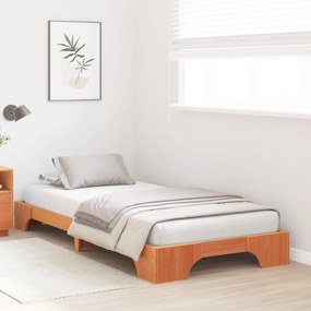 vidaXL Κρεβάτι Καφετί Κερωμένο Ξύλο 90 x 200 cm Απλό Ορθογώνιο