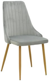 Καρέκλα Azori με Μεταλλικά πόδια σε Φυσικό και Κάθισμα Βελούδο Γκρί 49x55x85εκ. 49x55x85 εκ.