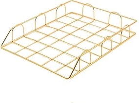 Δίσκος εγγράφων ροζ-χρυσό μεταλλικός Υ6x24,5x30 εκ.